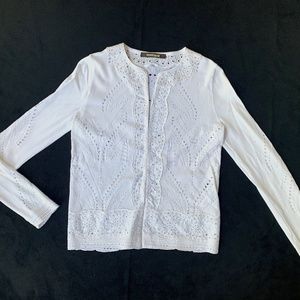 Roberto Cavalli white pointelle knit cardigan/top-40